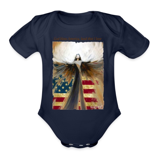 God bless America Angel_Strong color_Brown type - Organic Short Sleeve Baby Bodysuit