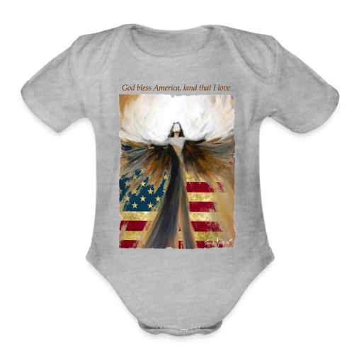 God bless America Angel_Strong color_Brown type - Organic Short Sleeve Baby Bodysuit