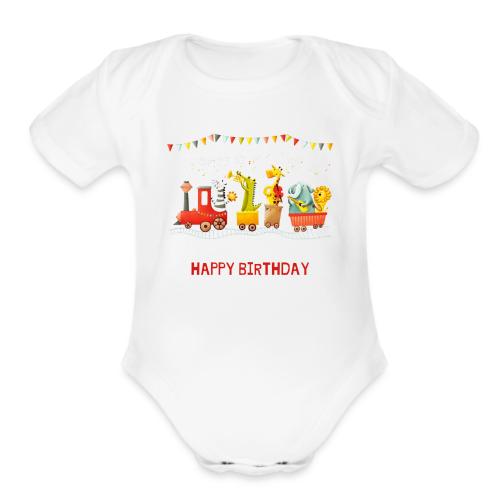 Happy birthday - Organic Short Sleeve Baby Bodysuit