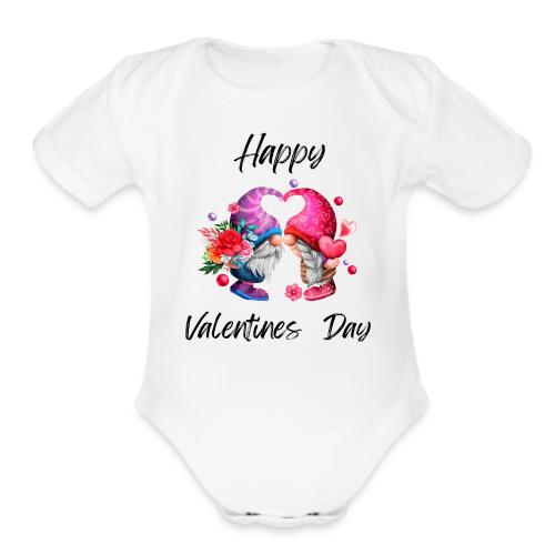 Happy Valentines Day - Organic Short Sleeve Baby Bodysuit