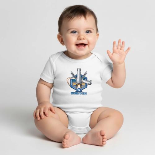 Starship Flight Test 5 - With Date - Organic Short Sleeve Baby Bodysuit