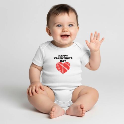Valentine's Day Fashion February 14, Love Day. - Organic Short Sleeve Baby Bodysuit