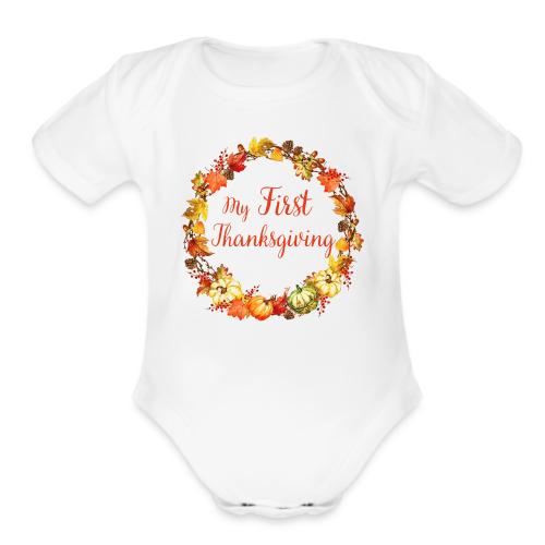 My first thanksgiving - Organic Short Sleeve Baby Bodysuit