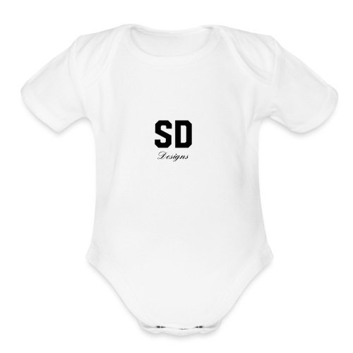 SD Designs blue, white, red/black merch - Organic Short Sleeve Baby Bodysuit