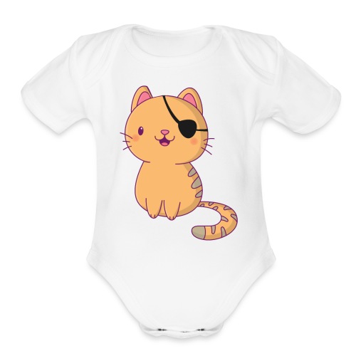 Cat with 3D glasses doing Vision Therapy! - Organic Short Sleeve Baby Bodysuit