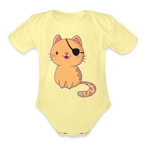 Cat with 3D glasses doing Vision Therapy! - Organic Short Sleeve Baby Bodysuit