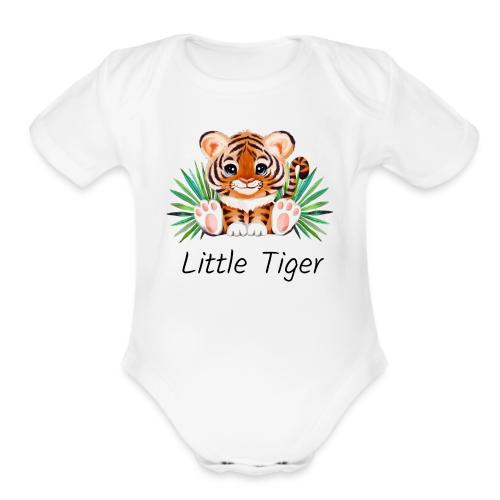 Cute animal little tiger. - Organic Short Sleeve Baby Bodysuit
