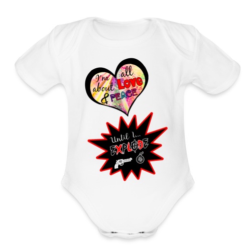 Peace, love and explosions - Organic Short Sleeve Baby Bodysuit