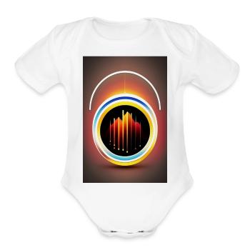 logo with image of sound - Organic Short Sleeve Baby Bodysuit - white - Front