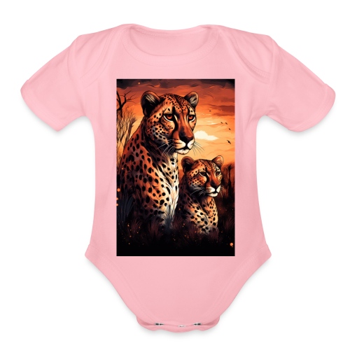 Cheetah Family #2 - Organic Short Sleeve Baby Bodysuit