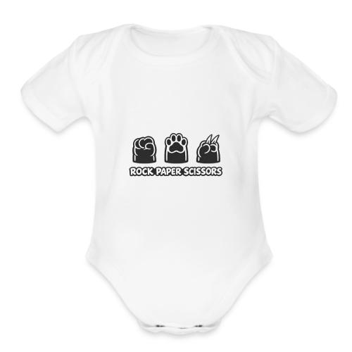 Playful Dog Paw Rock Paper Scissors - Organic Short Sleeve Baby Bodysuit