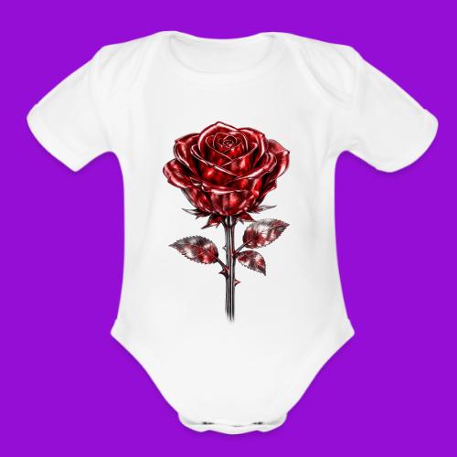 2 Set - Silver and Gold Roses - Organic Short Sleeve Baby Bodysuit