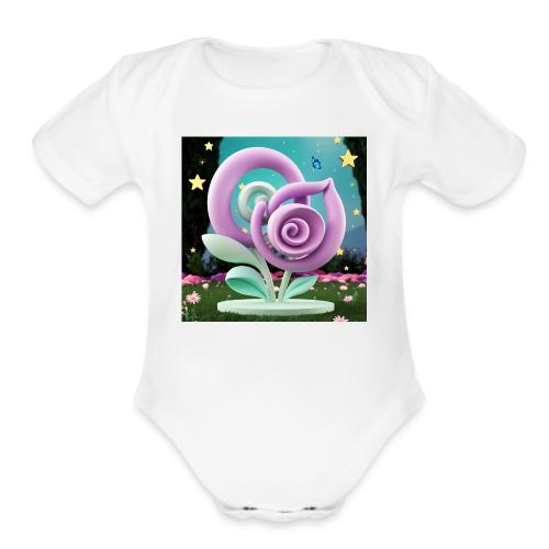 Lila Bloom | Double Floral Eco-Inspired Art - Organic Short Sleeve Baby Bodysuit