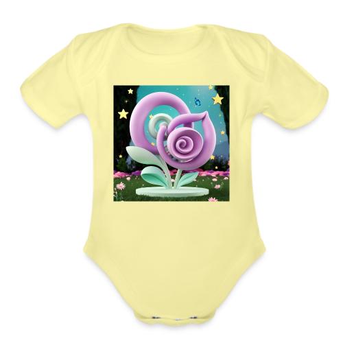 Lila Bloom | Double Floral Eco-Inspired Art - Organic Short Sleeve Baby Bodysuit