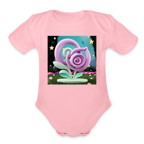 Lila Bloom | Double Floral Eco-Inspired Art - Organic Short Sleeve Baby Bodysuit