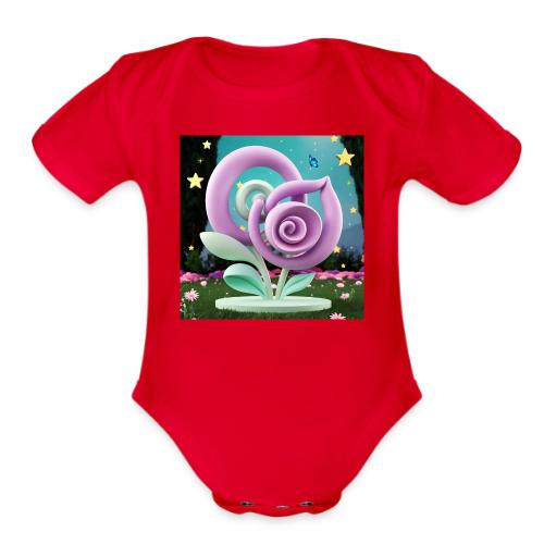 Lila Bloom | Double Floral Eco-Inspired Art - Organic Short Sleeve Baby Bodysuit