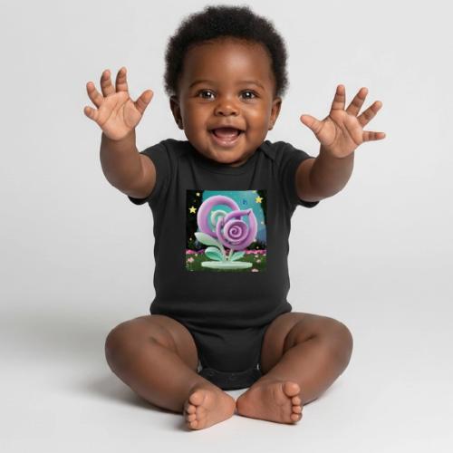 Lila Bloom | Double Floral Eco-Inspired Art - Organic Short Sleeve Baby Bodysuit