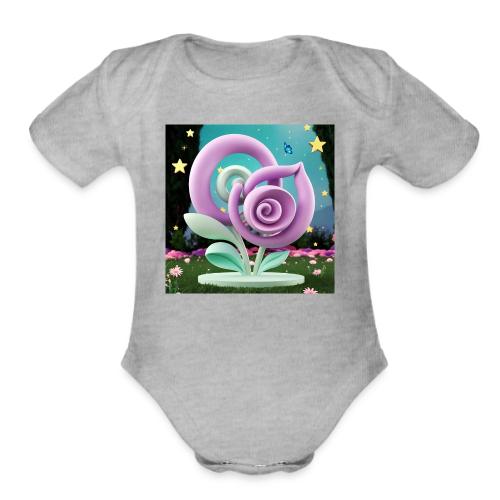 Lila Bloom | Double Floral Eco-Inspired Art - Organic Short Sleeve Baby Bodysuit