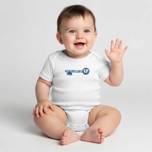 Jesus and Coffee the key to a happy life - Organic Short Sleeve Baby Bodysuit