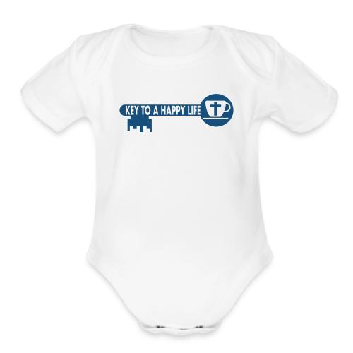 Jesus and Coffee the key to a happy life - Organic Short Sleeve Baby Bodysuit