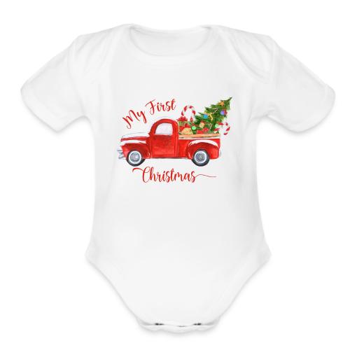 My First Christmas - Organic Short Sleeve Baby Bodysuit