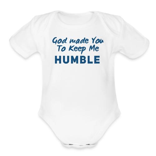 Christian Humility (blue) - Organic Short Sleeve Baby Bodysuit