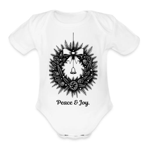 Peace & Joy T-Shirt | Minimalist Elegant Christmas - Organic Short Sleeve Baby Bodysuit