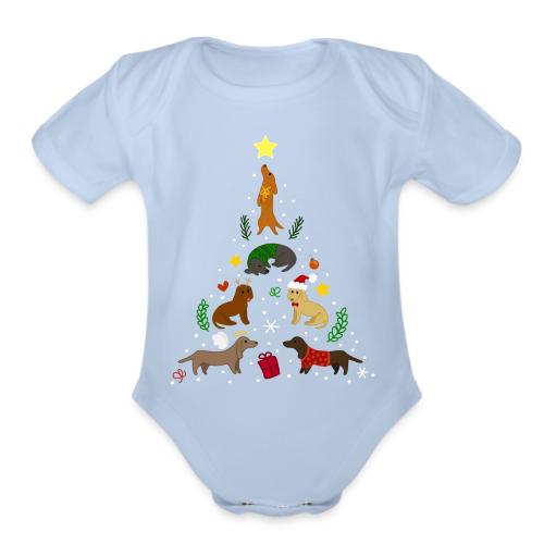Dackel Tree Christmas - Organic Short Sleeve Baby Bodysuit