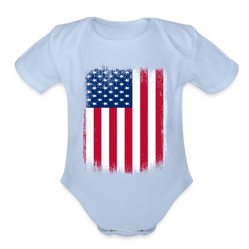 Vintage USA 'Merica Flag - Organic Short Sleeve Baby Bodysuit