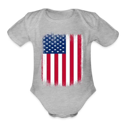 Vintage USA 'Merica Flag - Organic Short Sleeve Baby Bodysuit