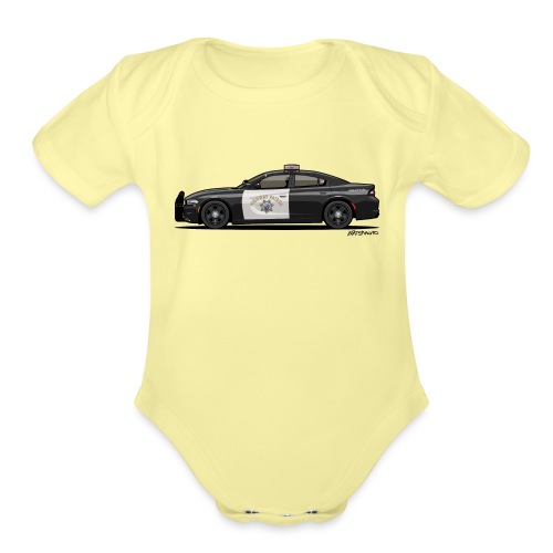 California Highway Patrol Charger Police Car - Organic Short Sleeve Baby Bodysuit
