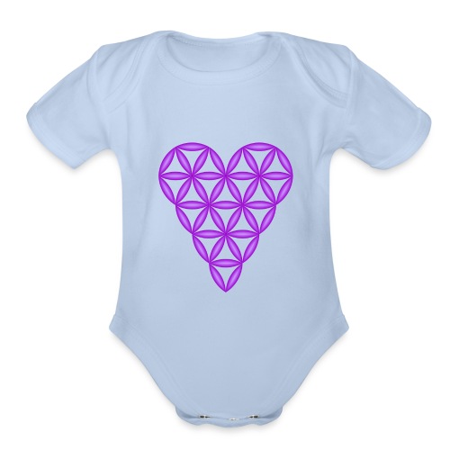 Heart of Life x 1, Purple, 3D - Transparent. - Organic Short Sleeve Baby Bodysuit