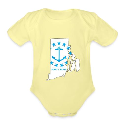 Mary And Blake Logo - RI Map - Organic Short Sleeve Baby Bodysuit