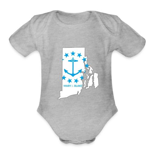 Mary And Blake Logo - RI Map - Organic Short Sleeve Baby Bodysuit