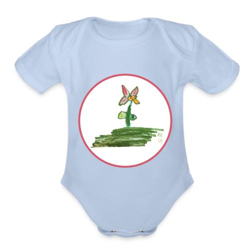 Flower and grass. - Organic Short Sleeve Baby Bodysuit