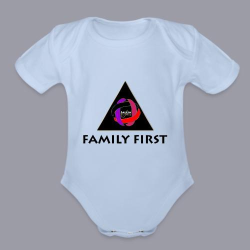 JALEJA FAMILY FIRST (BLACK PRINT) - Organic Short Sleeve Baby Bodysuit
