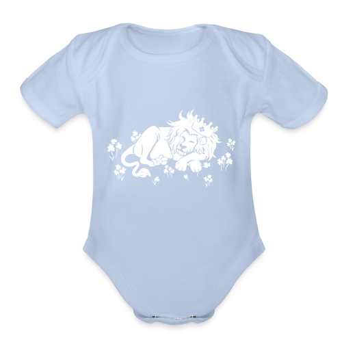 Clover King White Cute Lion Shamrock Irish - Organic Short Sleeve Baby Bodysuit