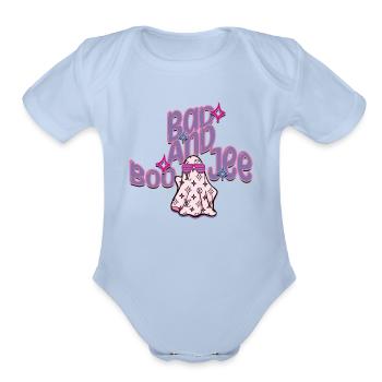 Bad and Boo-Jee Chic - Organic Short Sleeve Baby Bodysuit - sky - Front