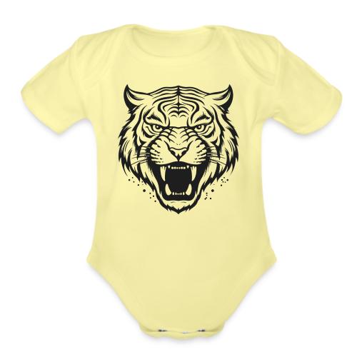 Wild Tiger Fashion, the fury of the feline tiger. - Organic Short Sleeve Baby Bodysuit