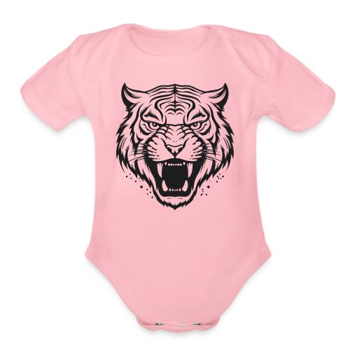Wild Tiger Fashion, the fury of the feline tiger. - Organic Short Sleeve Baby Bodysuit