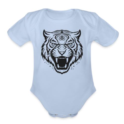 Wild Tiger Fashion, the fury of the feline tiger. - Organic Short Sleeve Baby Bodysuit