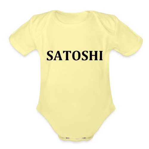 Satoshi only the name stroke - Organic Short Sleeve Baby Bodysuit
