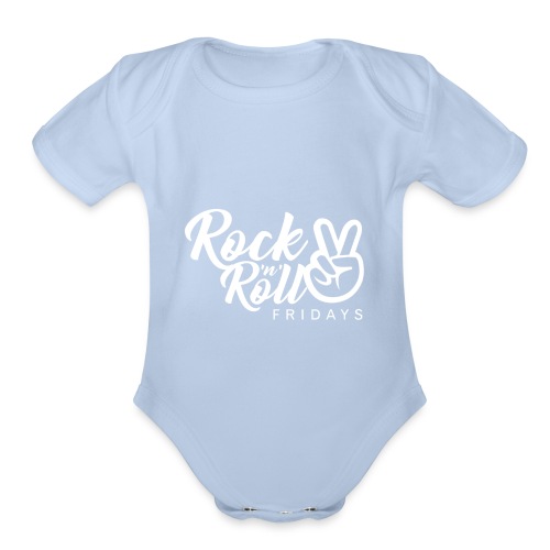 Rock 'n' Roll Fridays Classic White Logo - Organic Short Sleeve Baby Bodysuit