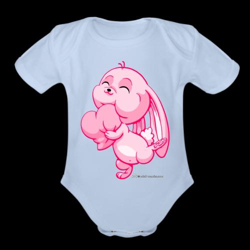 Pink Bunny - Organic Short Sleeve Baby Bodysuit