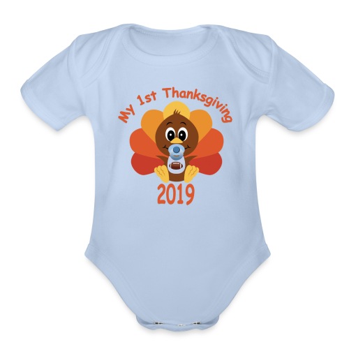 1st Thanksgiving boy - Organic Short Sleeve Baby Bodysuit