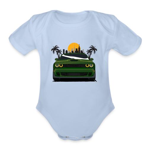 Challenger F8 Green - Organic Short Sleeve Baby Bodysuit