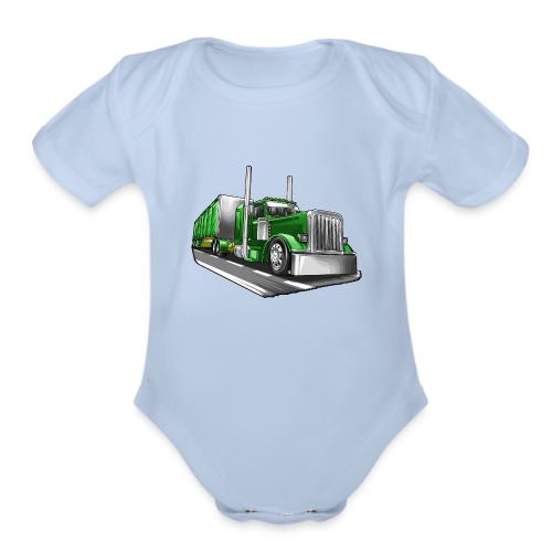 Kenworth Truck 18 Wheeler Big Rig - Organic Short Sleeve Baby Bodysuit