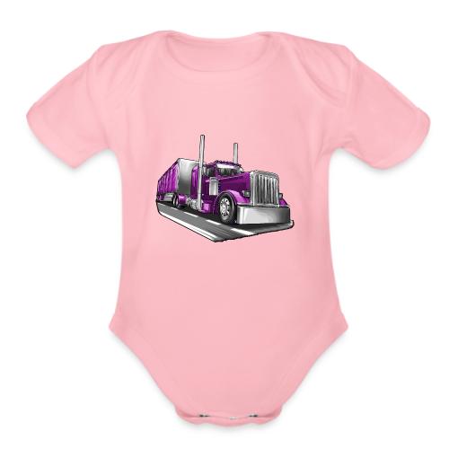 Tracktor Trailer Semi Truck Big Rig - Organic Short Sleeve Baby Bodysuit
