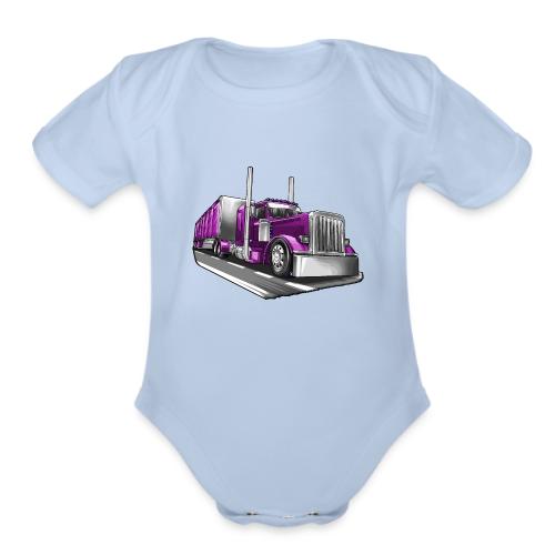 Tracktor Trailer Semi Truck Big Rig - Organic Short Sleeve Baby Bodysuit
