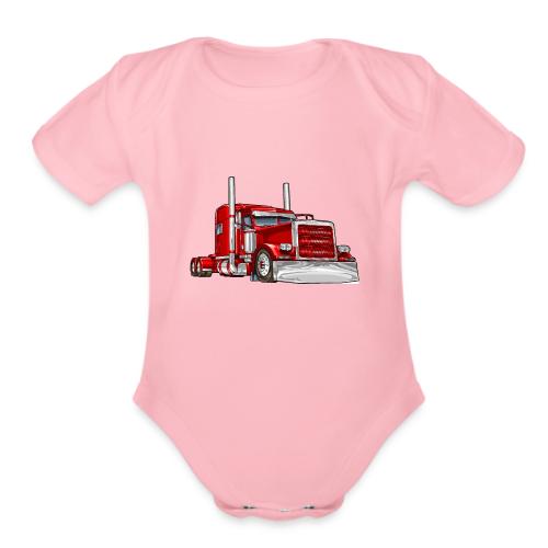 Classic Truck Big Rig 18 Wheeler - Organic Short Sleeve Baby Bodysuit